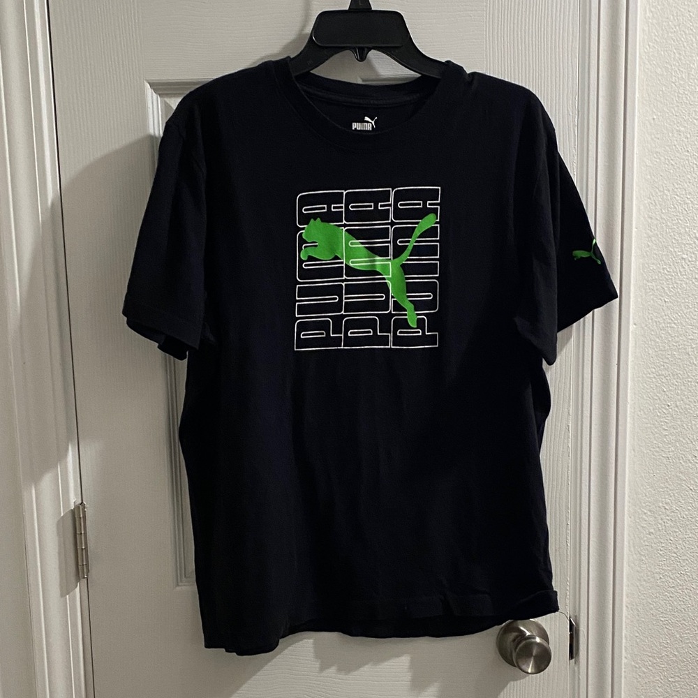 Puma Black T-Shirt with Green Graphic